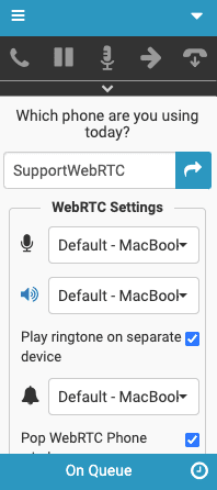 WebRTC Settings window