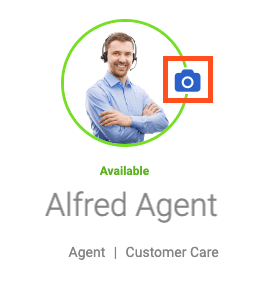 Profile picture with the camera icon selected