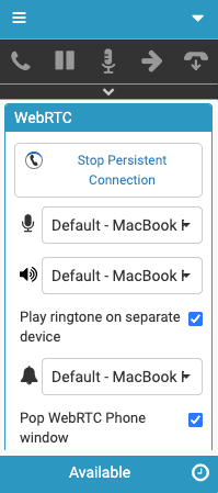 WebRTC Settings window