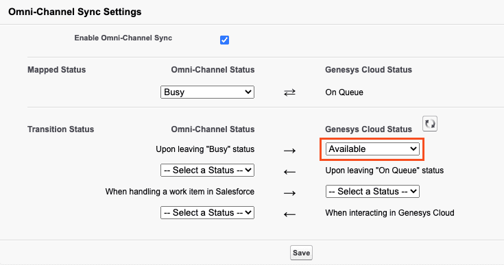 Omni-Channel Sync Settings