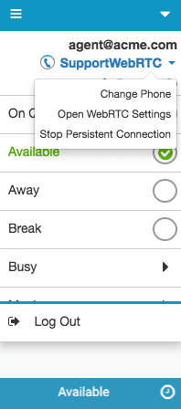 Settings under phone name