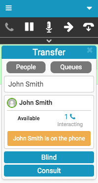 Transfer window with person's status