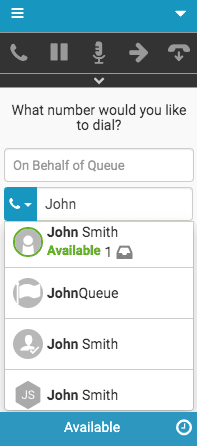 Type ahead search results for calls