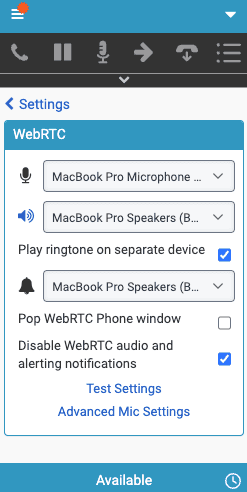 Change WebRTC settings in the embedded clients