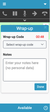 This image is a screenshot of the Wrap-up window in embedded clients.