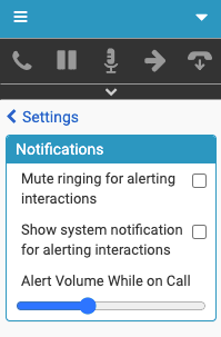 Notifications Settings window