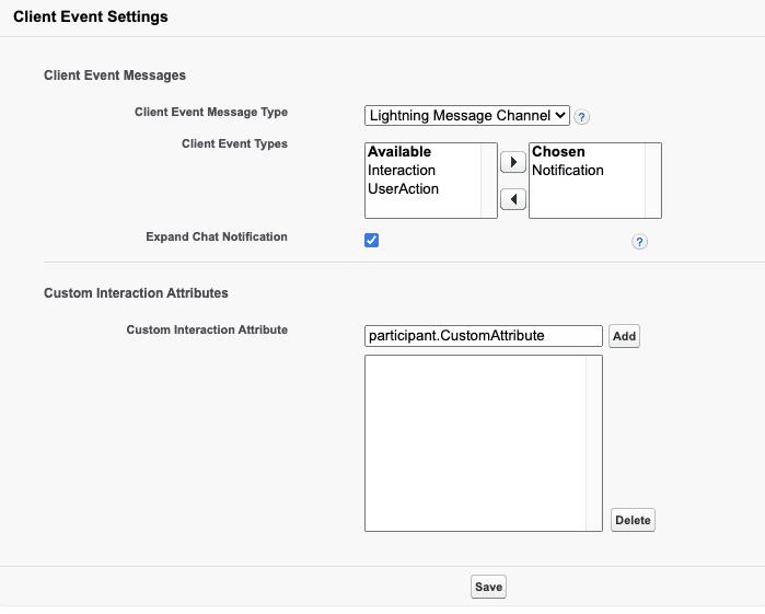 Client Event Settings in Genesys Cloud for Salesforce