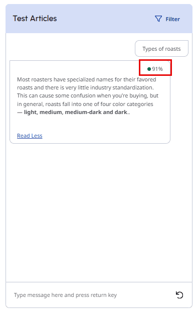 Test KB confidence level