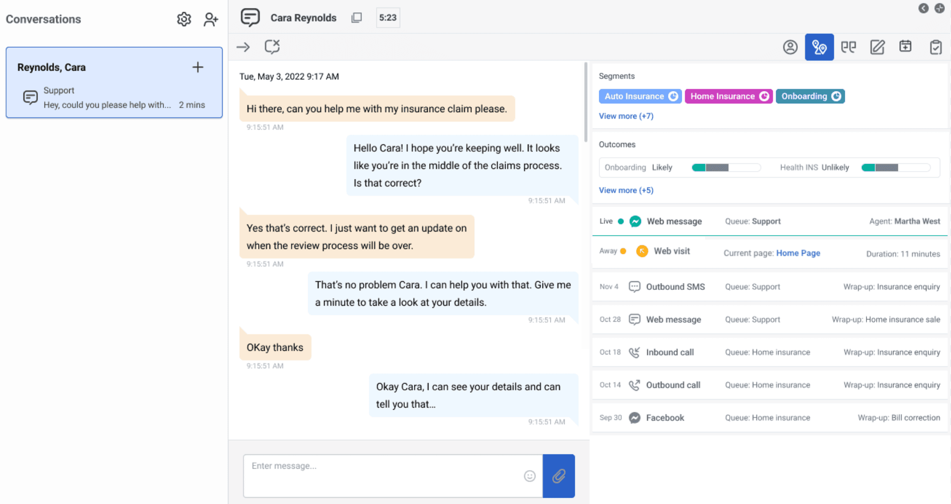 Screenshot for customer journey details