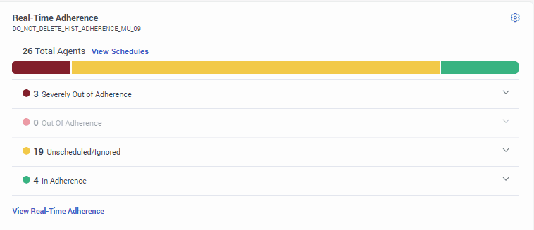 Real time adherence widget