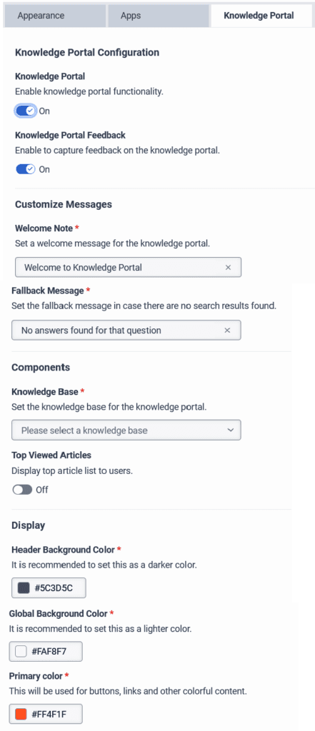 Knowledge portal setup