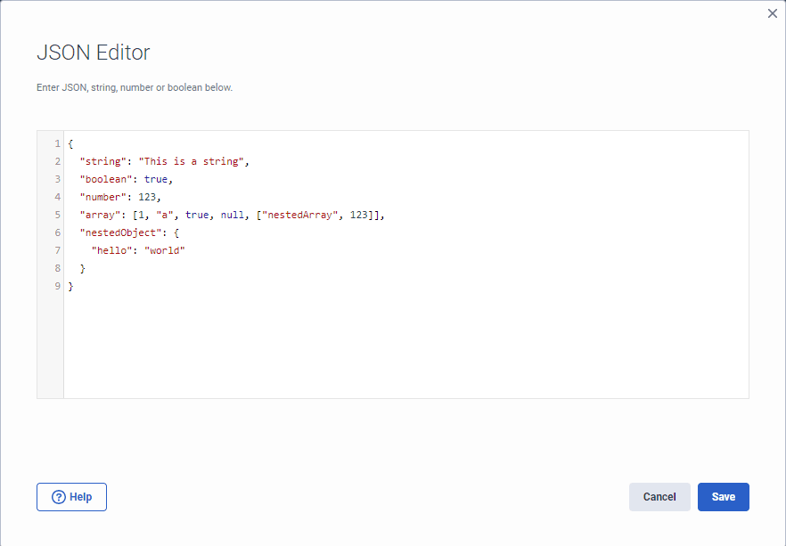Example: JSON editor