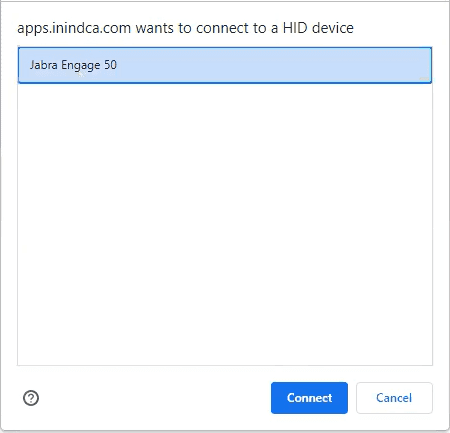 WebHID connection prompt