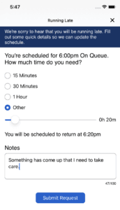 Running late request