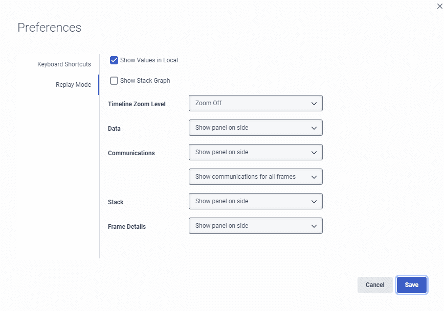 Replay mode preferences
