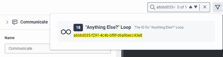 Search for action ID