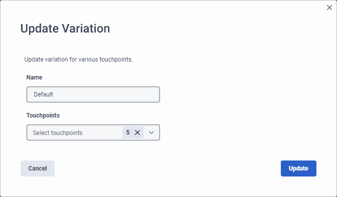 Update Variation dialog box