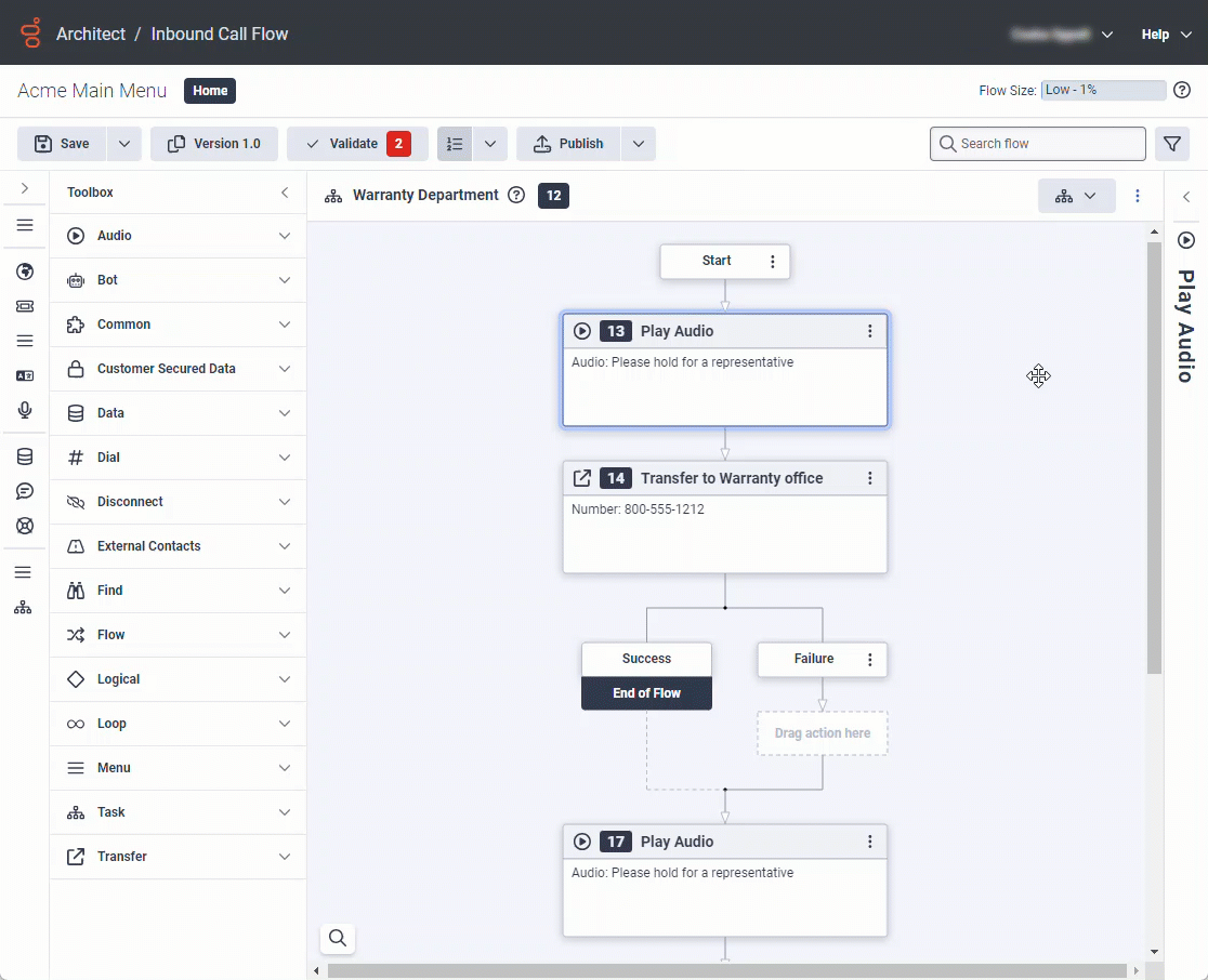Zoom in or out in the design area