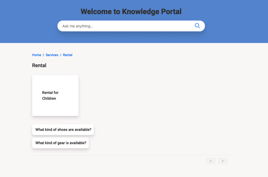 Sample compact view of the knowledge portal