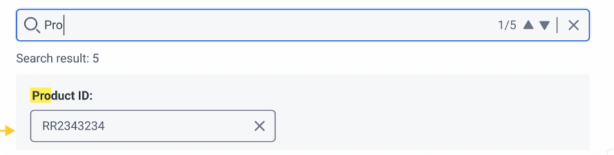 The custom attributes search bar in edit mode with results that match the entered string and with the ability to  edit the attributes