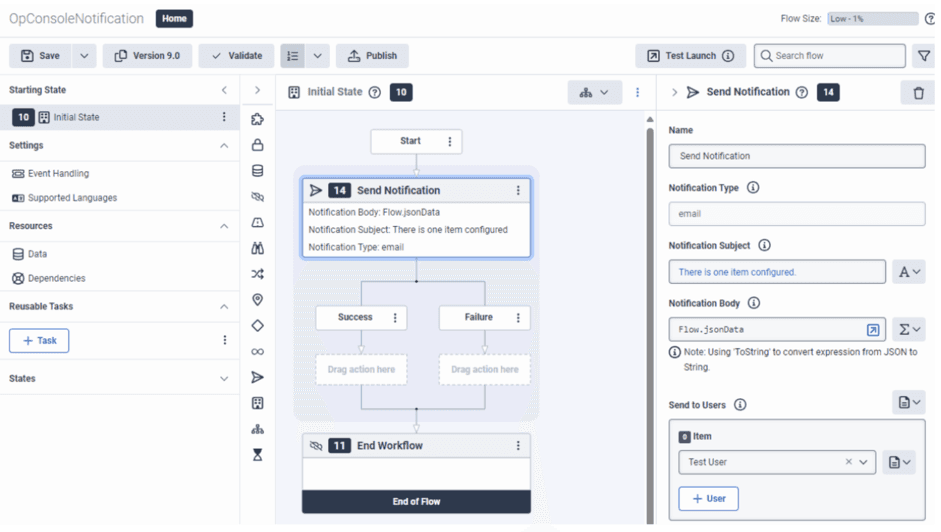 Architect workflow for the trigger in Operational Console