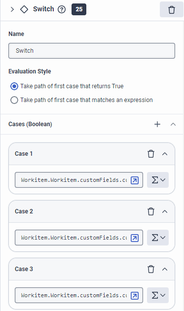 Using the custom schema-related variable in a workitem flow