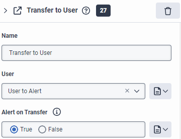 Transfer to User alert option in workitem flows