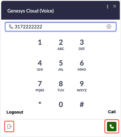 This image is a screenshot of the Genesys Cloud Voice phone in ServiceNow console.