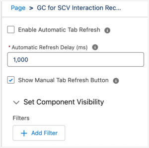This image is a screenshot of the property configuration of the Interaction Utility component in Salesforce