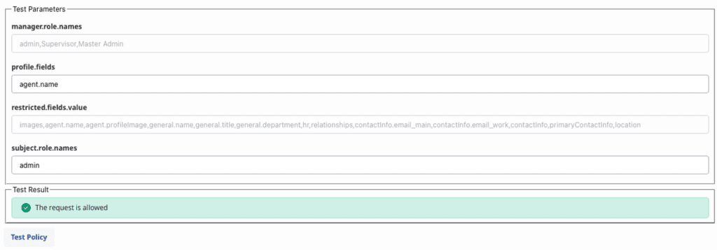 Shows example data for the Cannot update certain user fields template