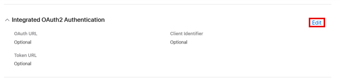 Displays the fields in the Integrated OAuth2 Authentication section