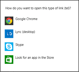 Click to enlarge. Select a calling application