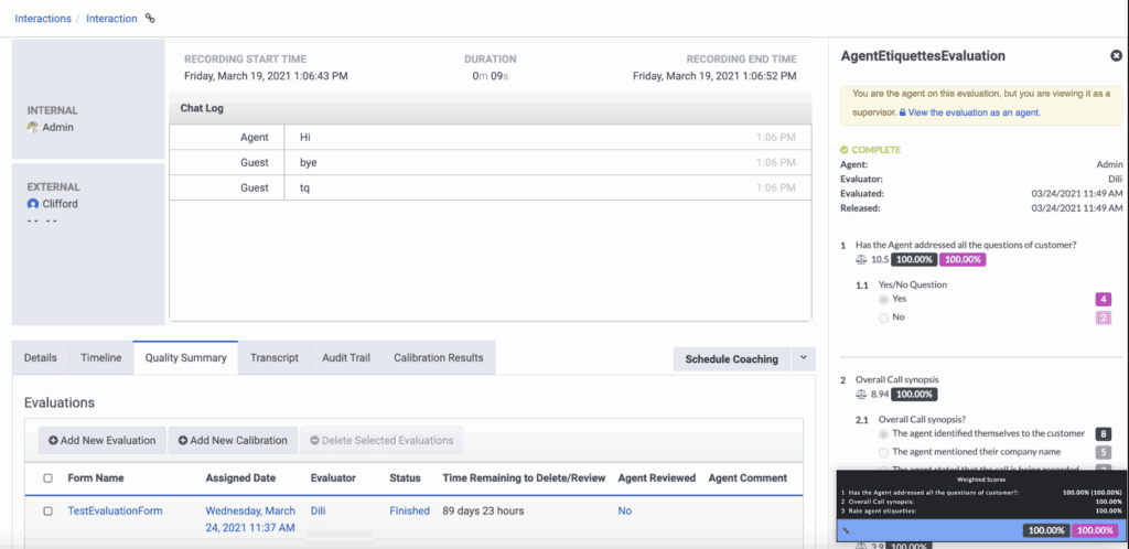 Click to enlarge. View an interaction’s evaluations