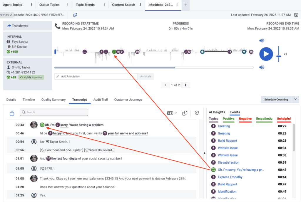 Click to enlarge. AI summary and sentiment markers