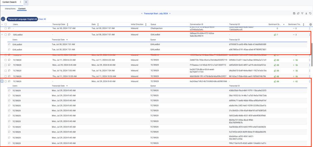 Click to enlarge. Content Search view with transaction details in sub row