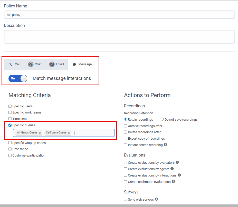 Click to enlarge. Configure the web messaging media type