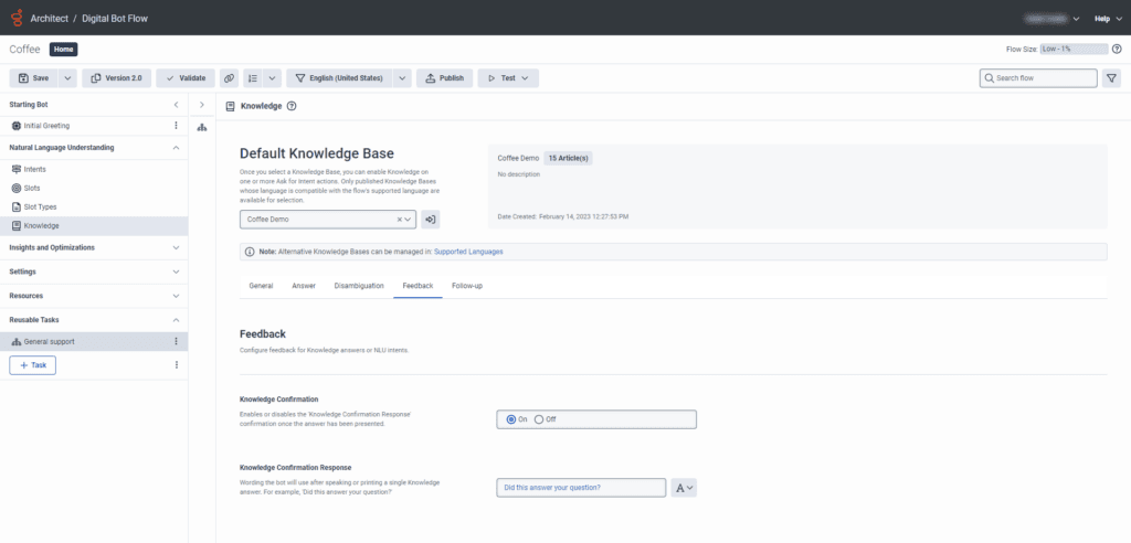 Click to enlarge. Architect Knowledge Feedback tab view