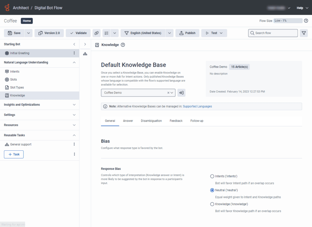 Click to enlarge. Architect Knowledge General tab view