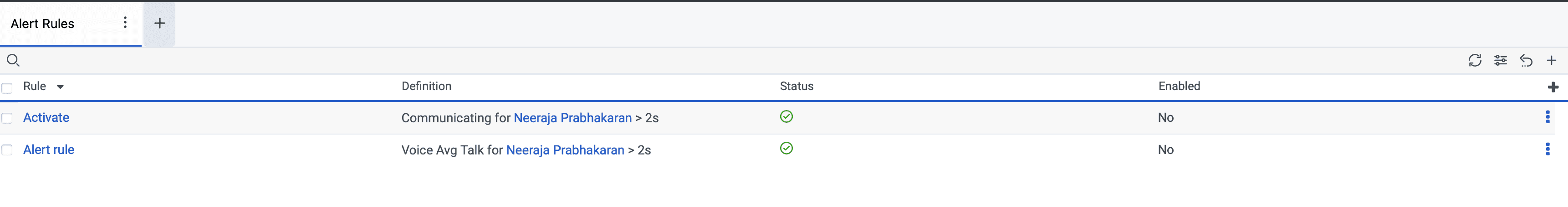 Click to enlarge. Alert Rules view