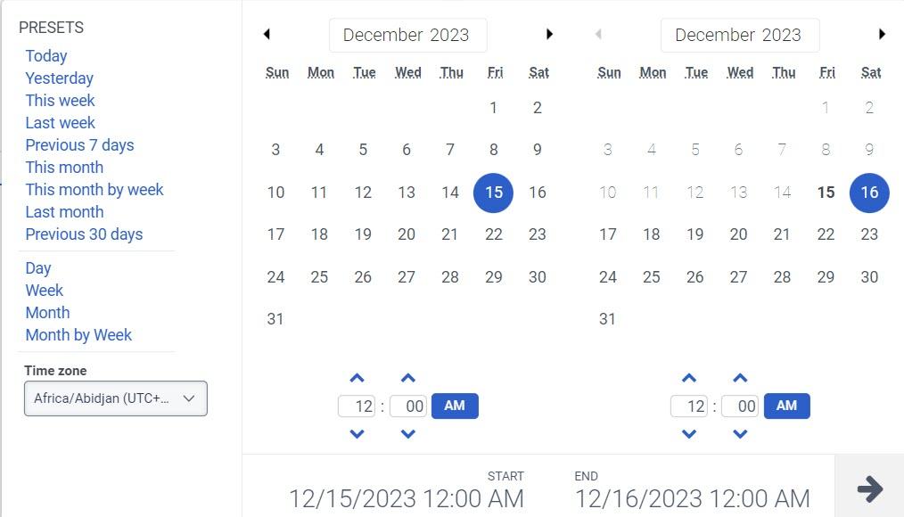 Click to enlarge. Date picker with 30 days time interval and without current interval