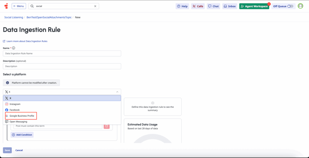 Click to enlarge. Google Business profile data ingestion rule