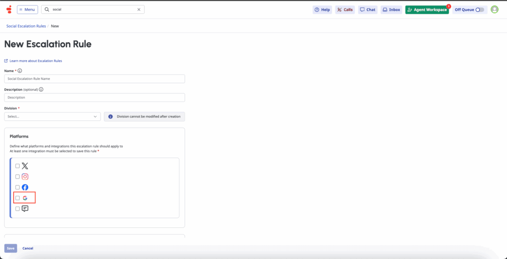 Click to enlarge. Google Business profile escalation rule