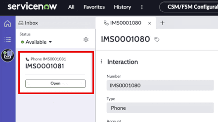 Click to enlarge. Auto‑answered interaction notification in the ServiceNow workspace.